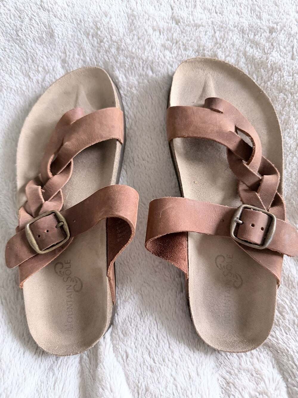 Mountain Sole Braided Strap Buckle Comfort Footbed Sandals